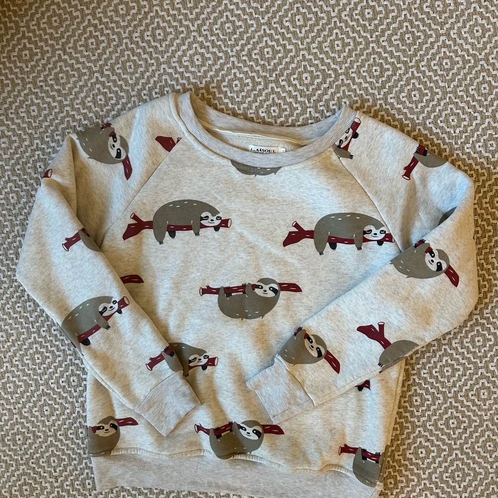 Super Soft Sloth Print Crewneck Sweatshirt